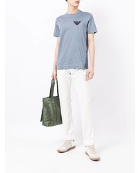 T-shirt à col rond bleu clair Emporio Armani