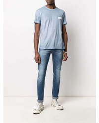 T-shirt à col rond bleu clair Dondup