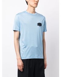 T-shirt à col rond bleu clair Emporio Armani