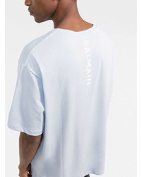 T-shirt à col rond bleu clair Balmain