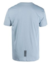 T-shirt à col rond bleu clair Ea7 Emporio Armani