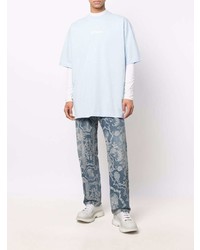 T-shirt à col rond bleu clair Vetements