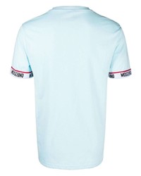 T-shirt à col rond bleu clair Moschino