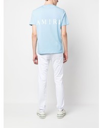 T-shirt à col rond bleu clair Amiri