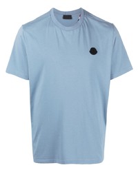 T-shirt à col rond bleu clair Moncler