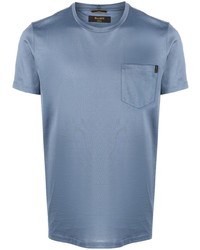 T-shirt à col rond bleu clair Moorer