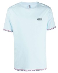 T-shirt à col rond bleu clair Moschino