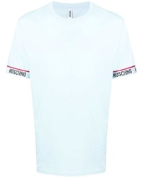 T-shirt à col rond bleu clair Moschino