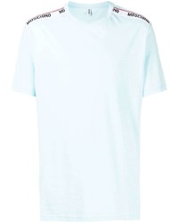 T-shirt à col rond bleu clair Moschino