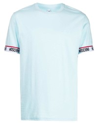 T-shirt à col rond bleu clair Moschino