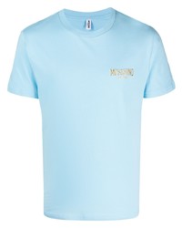 T-shirt à col rond bleu clair Moschino