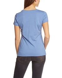 T-shirt à col rond bleu clair Mustang