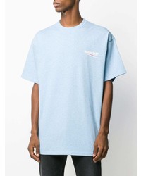 T-shirt à col rond bleu clair Balenciaga