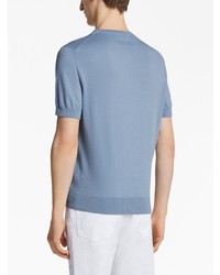 T-shirt à col rond bleu clair Zegna