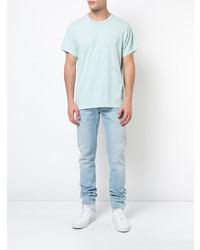 T-shirt à col rond bleu clair Amiri