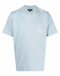 T-shirt à col rond bleu clair Stussy