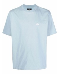 T-shirt à col rond bleu clair Stussy