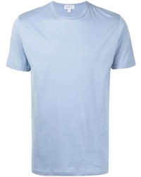 T-shirt à col rond bleu clair Sunspel