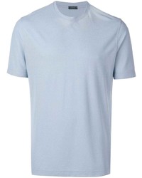 T-shirt à col rond bleu clair Zanone