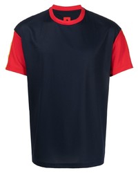 T-shirt à col rond bleu et rouge Ferrari