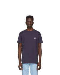 T-shirt à col rond bleu marine A.P.C.