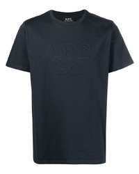 T-shirt à col rond bleu marine A.P.C.