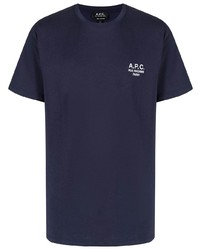 T-shirt à col rond bleu marine A.P.C.