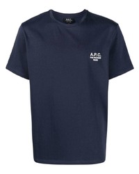 T-shirt à col rond bleu marine A.P.C.