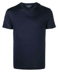 T-shirt à col rond bleu marine Alexander McQueen