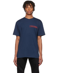 T-shirt à col rond bleu marine Alexander McQueen
