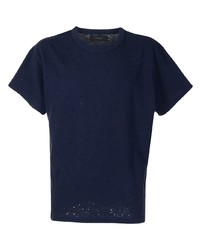T-shirt à col rond bleu marine Amiri