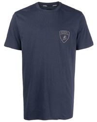 T-shirt à col rond bleu marine Automobili Lamborghini
