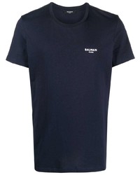 T-shirt à col rond bleu marine Balmain