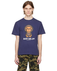 T-shirt à col rond bleu marine BAPE