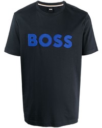 T-shirt à col rond bleu marine BOSS