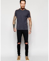 T-shirt à col rond bleu marine Asos