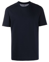 T-shirt à col rond bleu marine Brunello Cucinelli