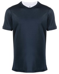 T-shirt à col rond bleu marine Brunello Cucinelli