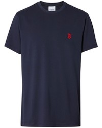 T-shirt à col rond bleu marine Burberry