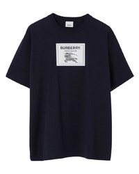 T-shirt à col rond bleu marine Burberry
