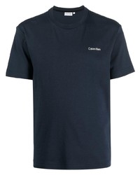 T-shirt à col rond bleu marine Calvin Klein