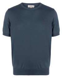 T-shirt à col rond bleu marine Canali