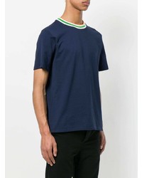 T-shirt à col rond bleu marine MSGM