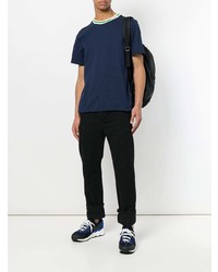 T-shirt à col rond bleu marine MSGM