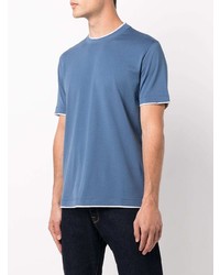 T-shirt à col rond bleu marine Brunello Cucinelli