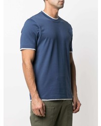 T-shirt à col rond bleu marine Brunello Cucinelli