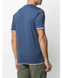 T-shirt à col rond bleu marine Brunello Cucinelli