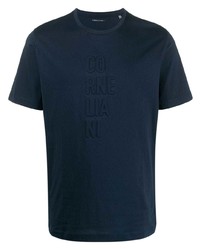 T-shirt à col rond bleu marine Corneliani