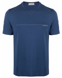 T-shirt à col rond bleu marine Corneliani