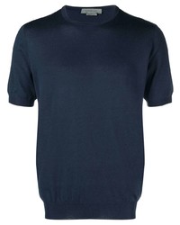 T-shirt à col rond bleu marine Corneliani